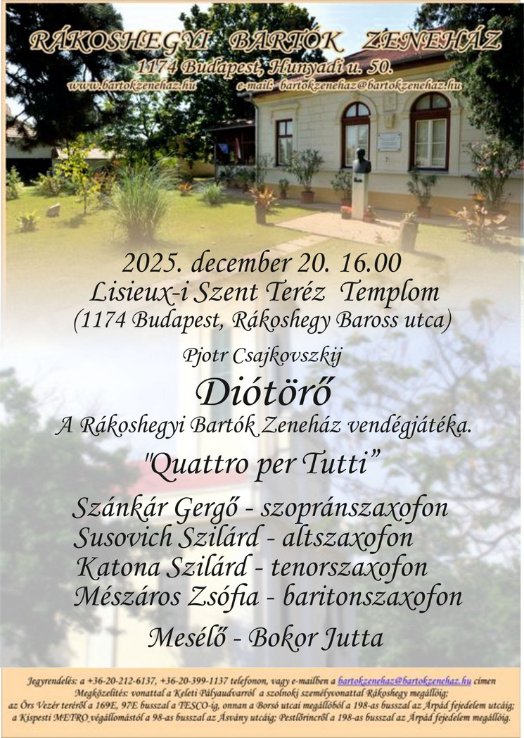 Rákoshegyi Bartók Zeneház koncertek 2025 Budapest. Programok, események, rendezvények