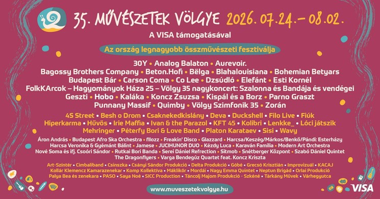 Művészetek Völgye Fesztivál Kapolcs 2026 - 35. alkalommal vár az ország legnagyobb összművészeti fesztiválja